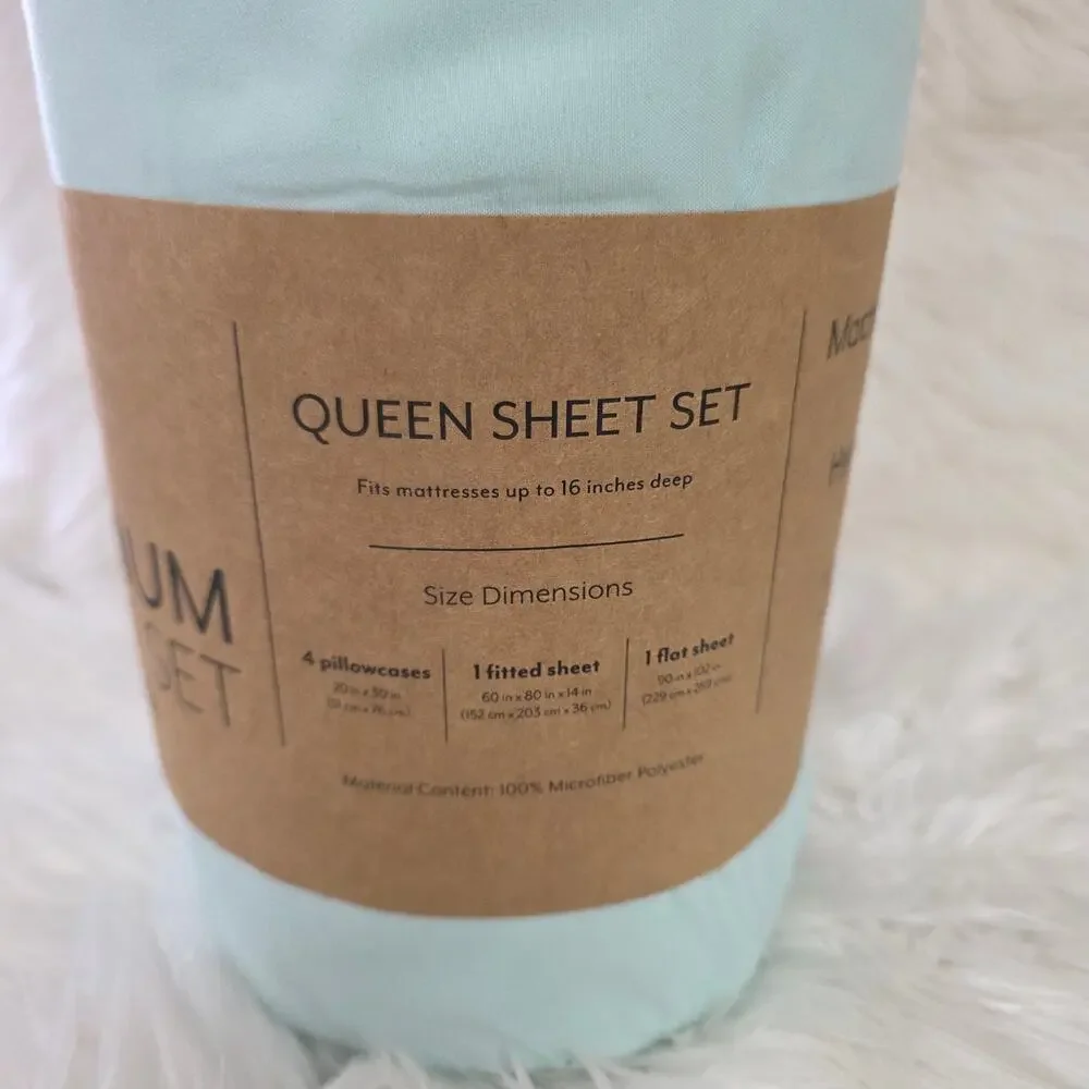 ienjoy Home Solids in Style 6-Pc. Sheet Set, Queen Color:Aqua